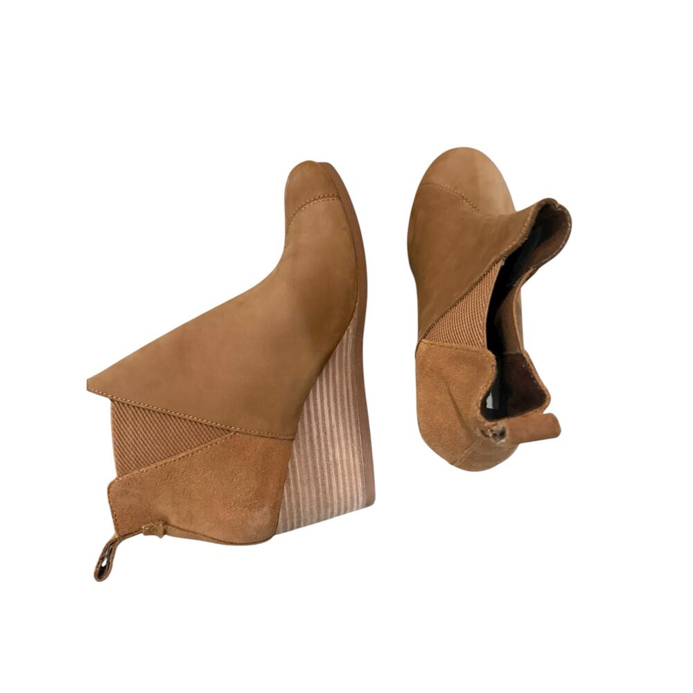 Toms Kelsey Brown Suede Leather Wedge Heel Fall Ankle Booties Women’s Size 9.5 - Picture 10 of 12